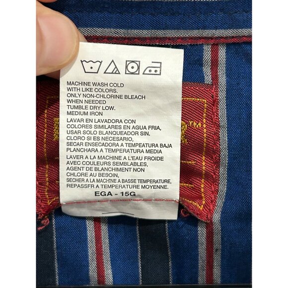 Rustler Mens Blue Red Striped Western Shirt Pearl Buttons Long Sleeve Sz XL - Picture 6 of 8